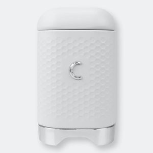 MICHAEL GRAVES DESIGN SOHO LARGE 7 CUP CAPACITY TIN COFFEE CANISTER, WHITE